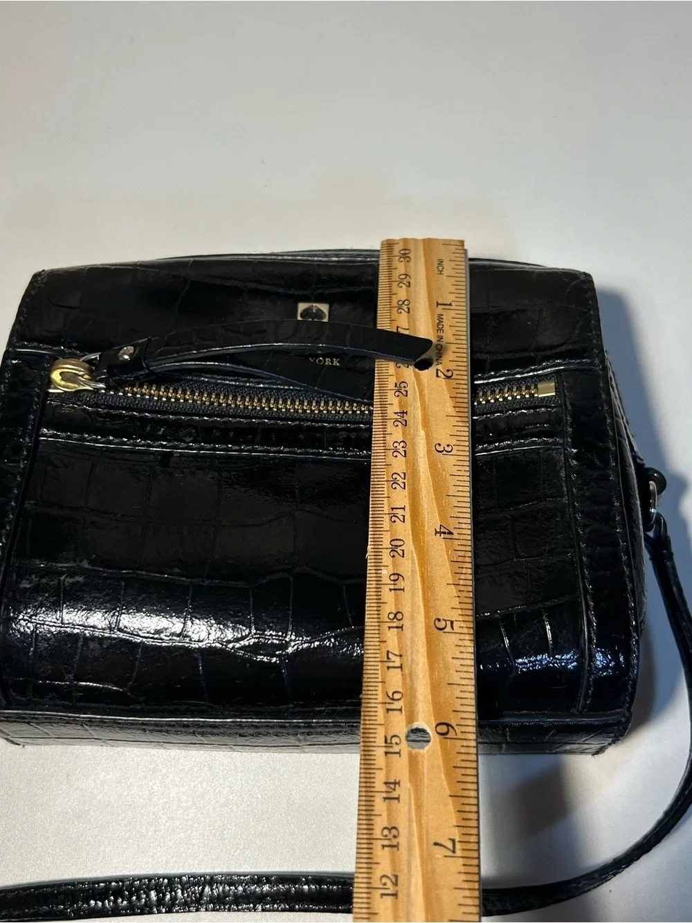 kate spade Black Croc-Embossed Crossbody Camera Bag Shoulder bag